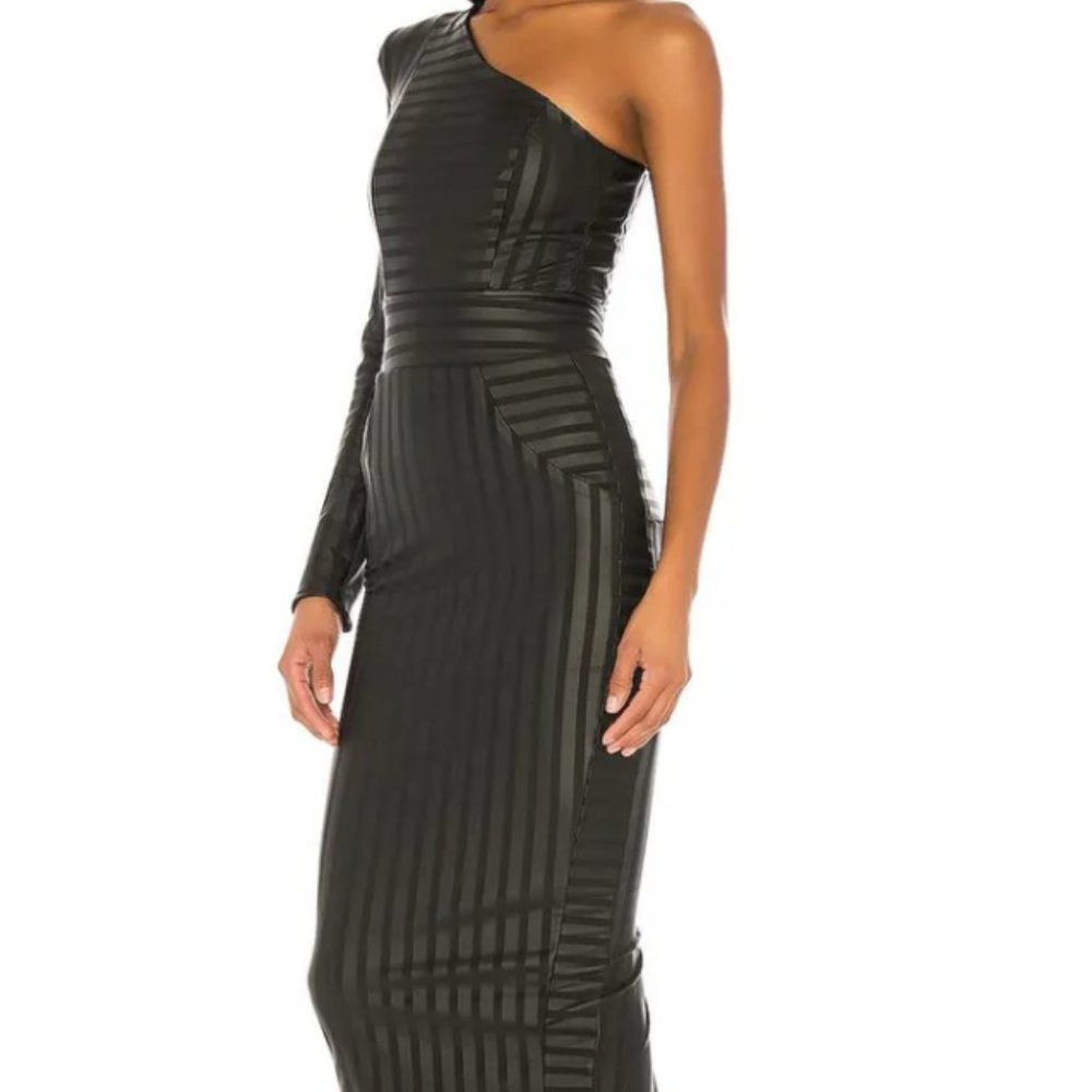 Zhivago Cosmic Black Faux Leather Magnetic Midnight Cocktail Dress